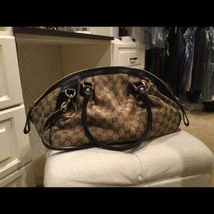 Gucci Sukey Brown leather monogram Boston Bag